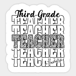 Funny Third Grade Teacher School Matching Teaching Leopard Sticker